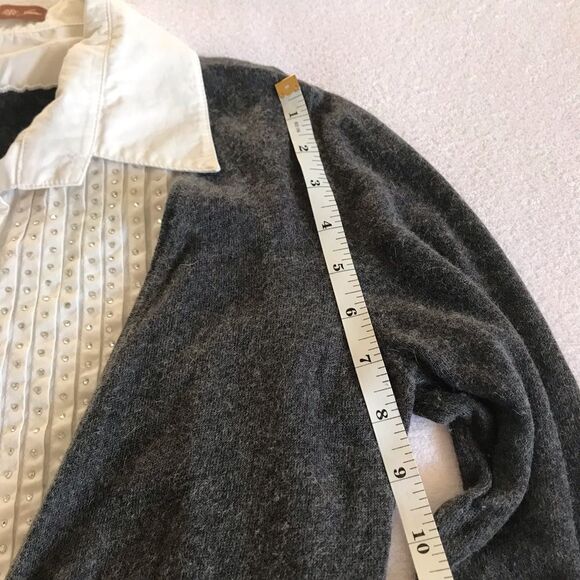 Miss June Casual/ Corporate Business Attire Long sleeves Top Gray White - Picture 5 of 11